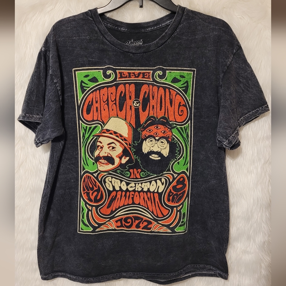 Cheech and Chong 1972 Stockton Engine Black Graphic Tee